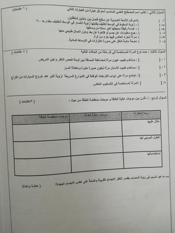 MzU1MzIx24 بالصور نموذج A وكالة امتحان الفيزياء النهائي للصف العاشر الفصل الاول 2018
